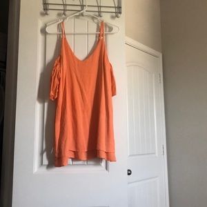 Orange cold shoulder top